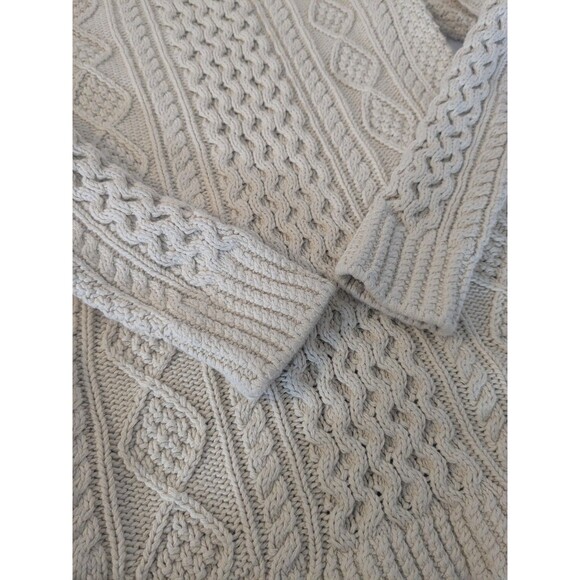 LL Bean Signature Ivory Fisherman Cable Knit Sweater Cotton Size Womens XS - Picture 6 of 10